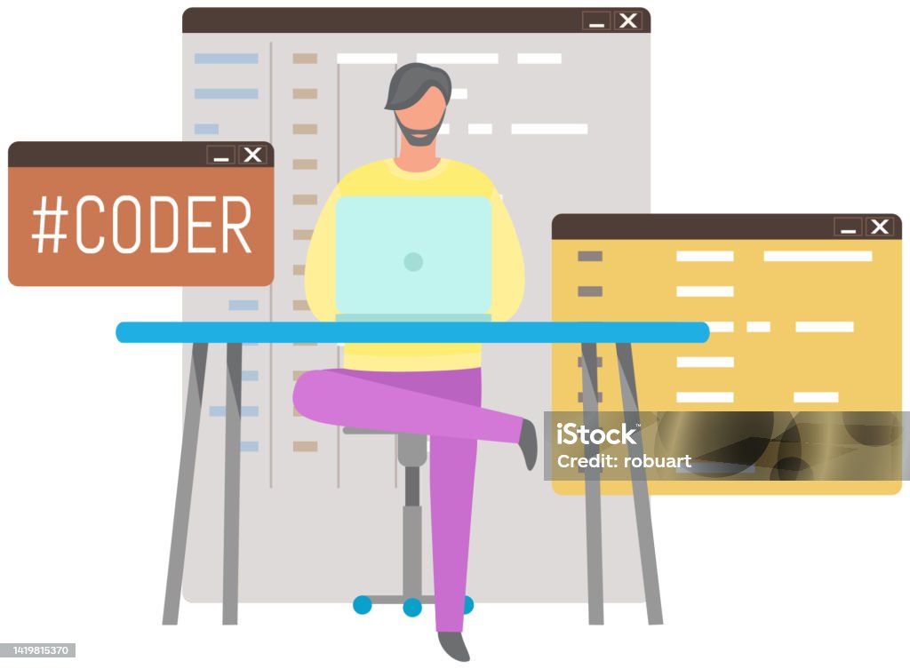 Programmer Engineering And Coding Set Of Programmers Working On Web ...