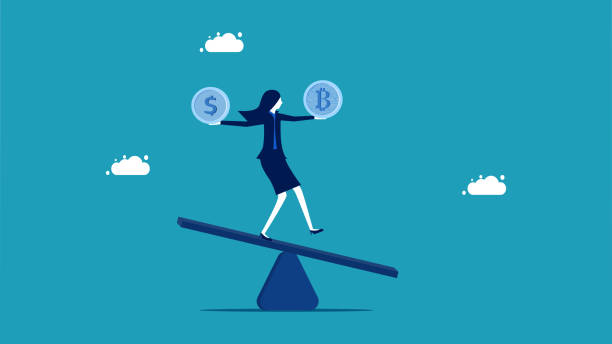 istock Businesswoman maintains balance between dollar and bitcoin portfolio 1419815529