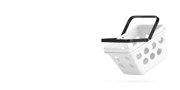 istock White Cartoon Minimal Style Grocery Shopping Basket. 3d Rendering 1419815570