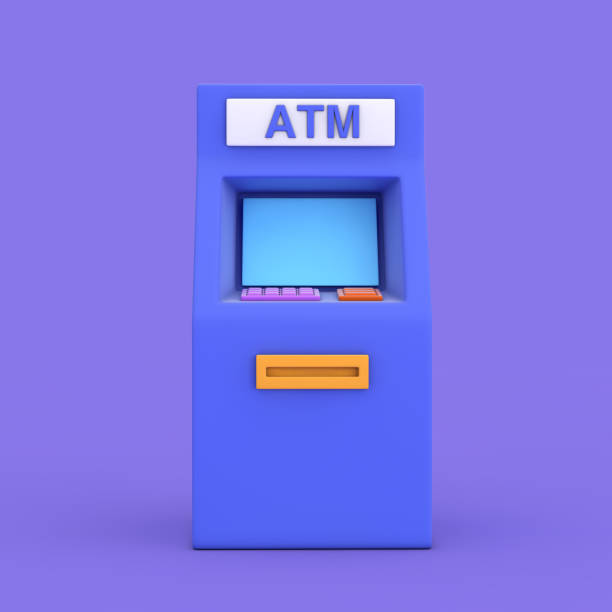 istock Business Technology Concept. Blue Cartoon Style ATM Deposit Machine. 3d Rendering 1419815606