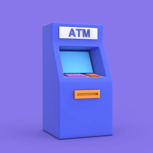 istock Business Technology Concept. Blue Cartoon Style ATM Deposit Machine. 3d Rendering 1419818100
