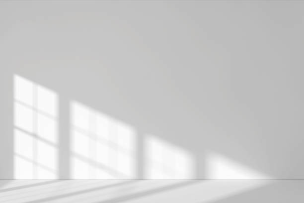 istock Shadow of Window and Sunlight on Empty Room White Wall and Floor. 3d Rendering 1419818647