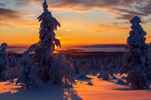 Snowy mountain in Finnish Lapland