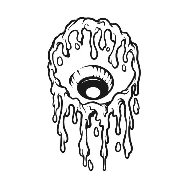 Melt Eye Simple MonochromeMelt Eye Simple Monochrome Melt Eye Simple Monochrome vector illustrations for your work logo, merchandise t-shirt, stickers and label designs, poster, greeting cards advertising business company or brands melting brain stock illustrations