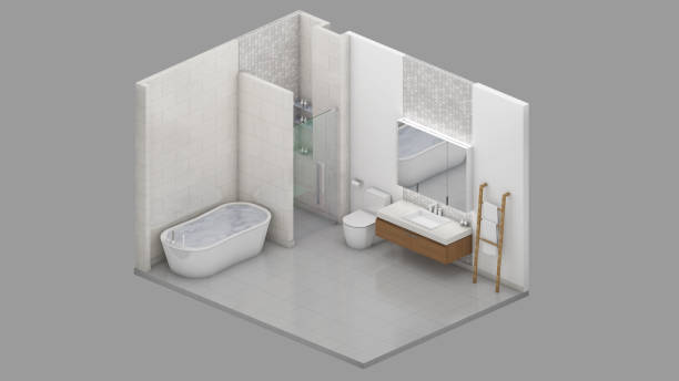 istock Isometric view of a bathroom,residential area, 3d rendering. 1419822077
