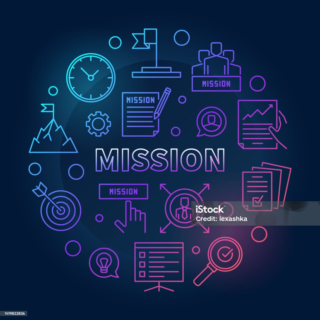 Mission Program Graphics Mission Vector Circular Outline Colored Illustration Stock Illustration ...