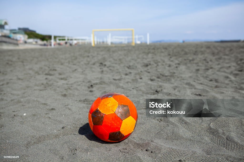 Beach soccer court A beach soccer court set up on the beach by the sea.
beach soccer ball. Beach Soccer Stock Photo
