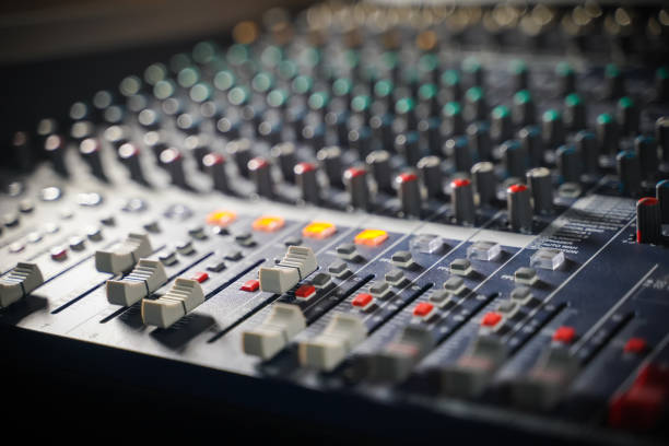 istock buttons equipment for sound mixer control. 1419825291