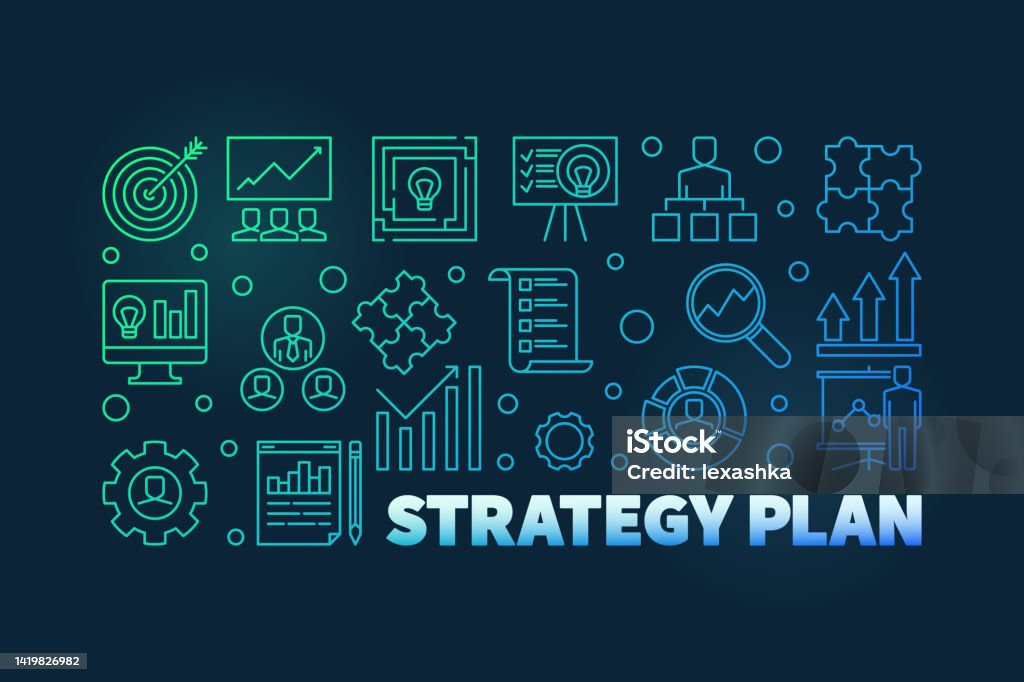 Strategy Visual Background Strategy Plan Vector Colorful Banner On Dark Background Stock ...