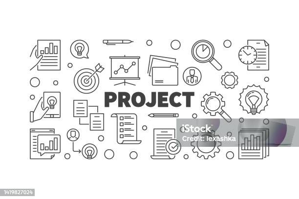 Project Online Vector Vector Project Concept Illustration Or Banner In Thin Line Style Stock ...