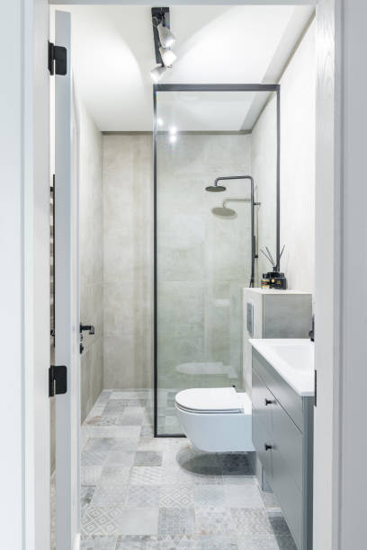 istock Modern bathroom with shower and toilet 1419832013