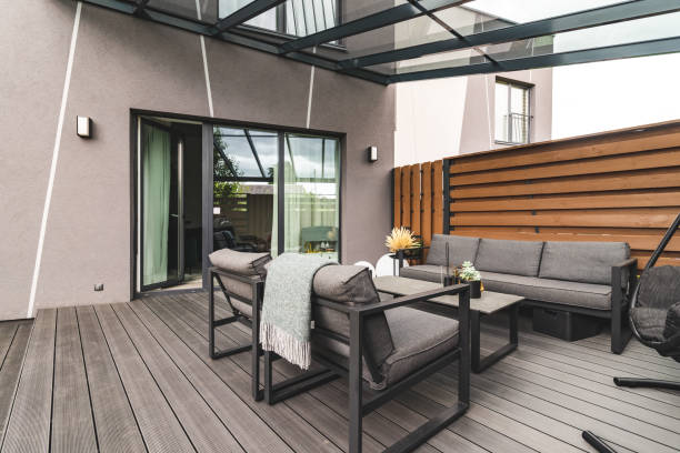 istock Outdoor seating area by the private house 1419832308