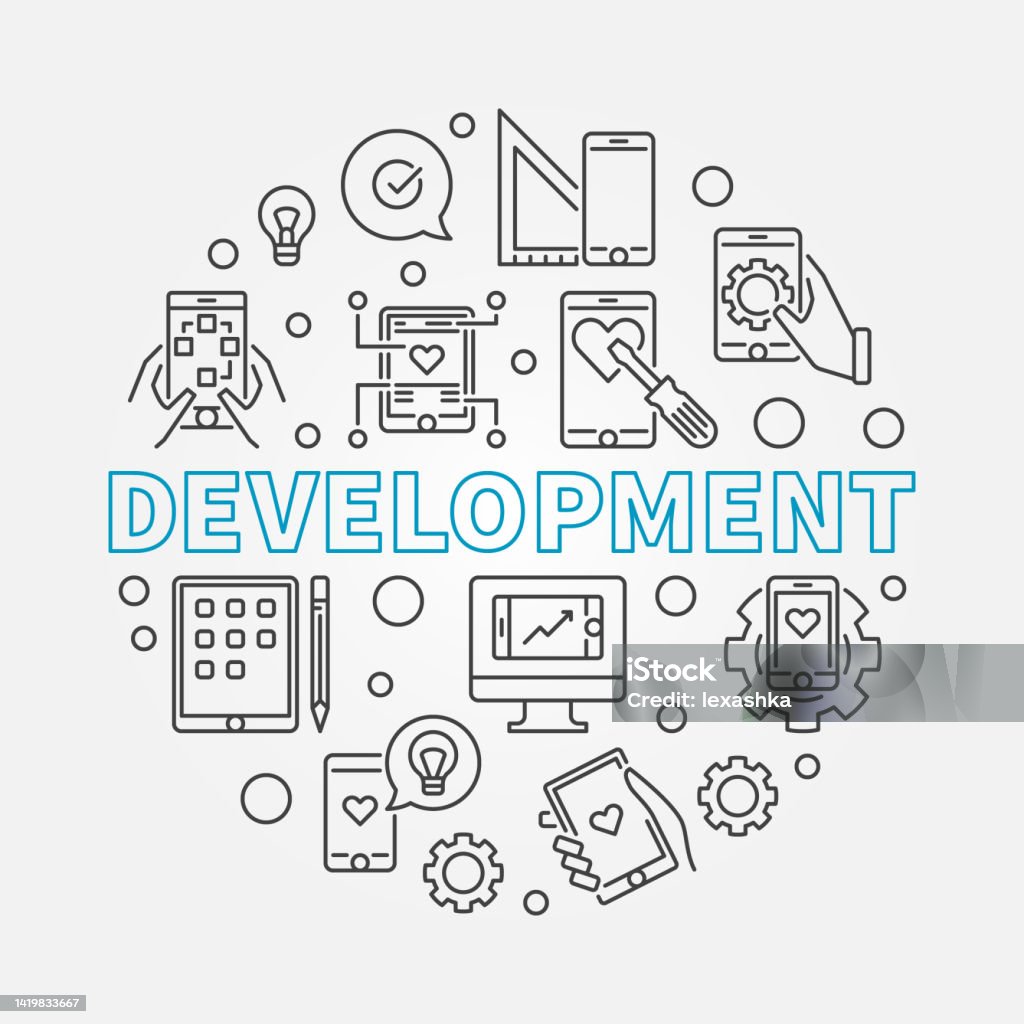 Development Vector Images Development Vector Round Business Illustration In Thin Line Style Stock ...