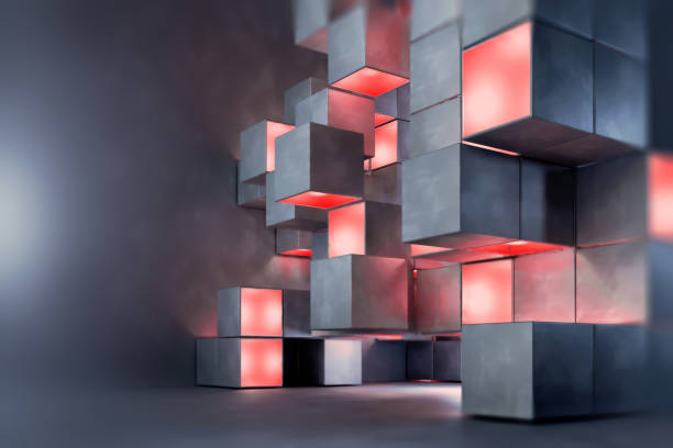 istock Abstract architecture, metal cubes with windows 1419833762