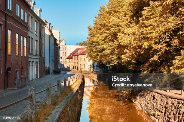 Old Historic Buildings By Frische Grube Wismar Germany In Autumn Stock Photo - Download Image Now