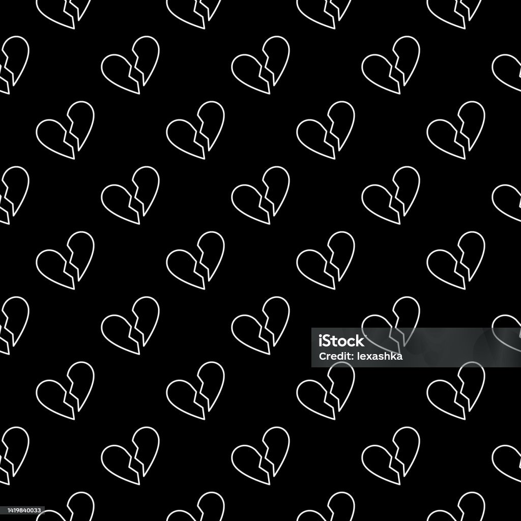 Heartbreeak Pattern Heartbreak Vector Concept Dark Outline Seamless Pattern Stock ...