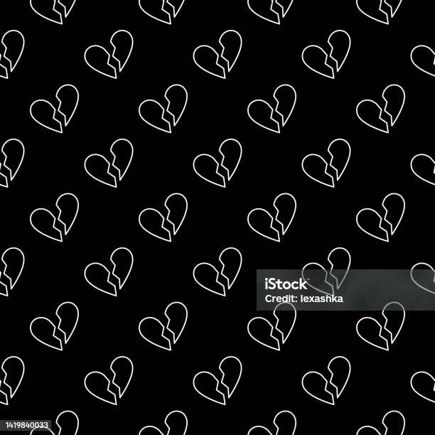Heartbreeak Pattern Heartbreak Vector Concept Dark Outline Seamless Pattern Stock ...