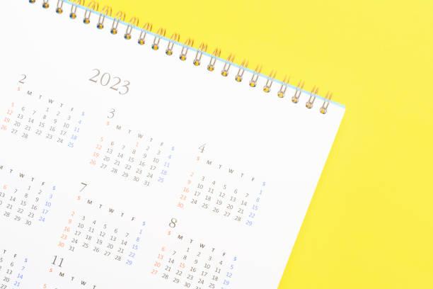 istock White calendar for 2023 on a yellow background close-up, planning concept. 1419840059