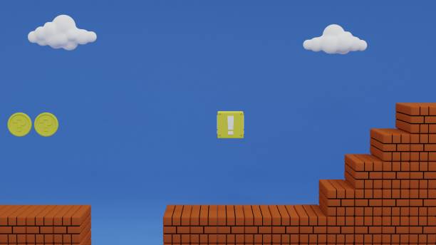 старая аркадная сцена видеоигры с коробкой предметов и монетами 3d-иллюстрация рендеринга - playstation стоковые фото и изображения