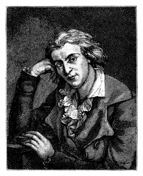 ilustrações, clipart, desenhos animados e ícones de friedrich von schiller (1759-1805), poeta alemão - fine art portrait german culture germany neo classical