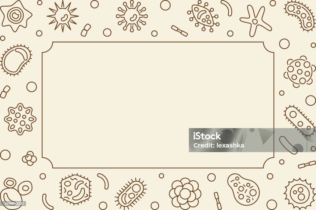 Virology Lettering Virus Minimal Horizontal Frame Vector Virology Line Illustration Stock ...