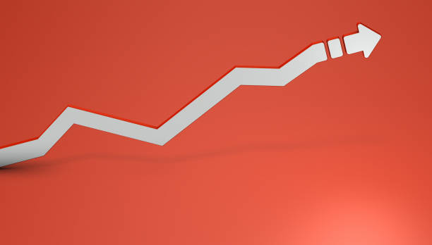 istock A line graph that rises overall through twists and turns. Success and booming. Abstract concept representing rise or increase. hot red background. 3D rendering. 1419843308