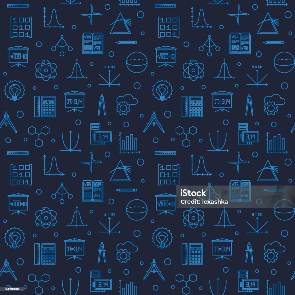 Stem Science Vector Dark Blue Linear Seamless Pattern Stock ...