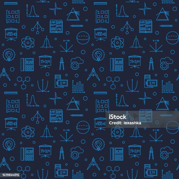 Stem Science Vector Dark Blue Linear Seamless Pattern Stock ...