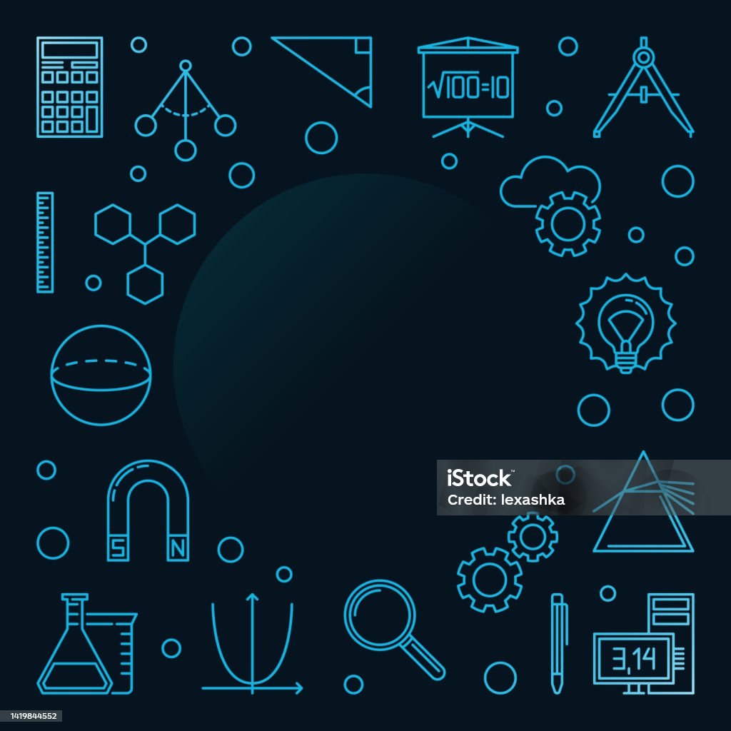 Science Technology Engineering And Math Blue Square Frame Stock ...