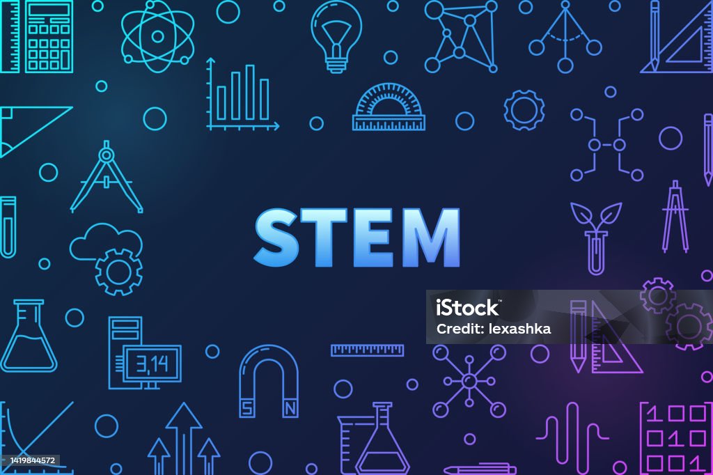 Horizontal Frame Science Science Technology Engineering And Math Colored Horizontal Frame Stock ...