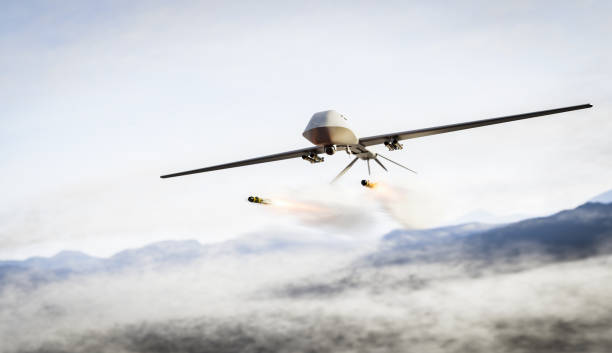 istock Military combat drone UAV launching missiles 1419848554