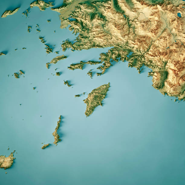 istock Rhodes Island 3D Render Topographic Map Color 1419849299