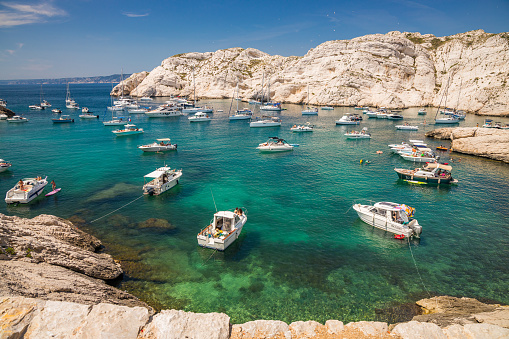 Calanque of Morgiret on the Frioul archipelago near Marseile, France on a summer day