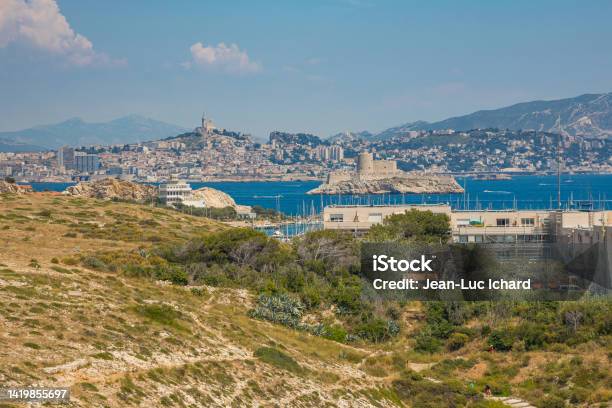 View Of Marseille From The Frioul Archipelago Stock Photo - Download Image Now - Archipelago, Architecture, Basilica