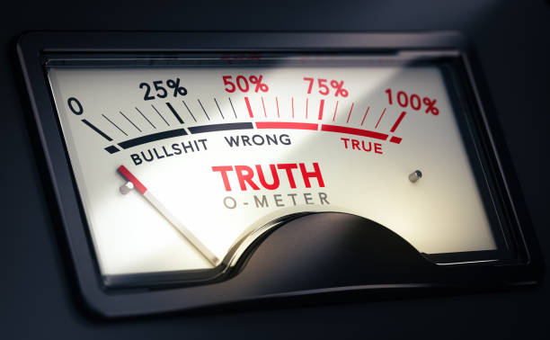 Lie detector, disinformation concept. Truth telling or bullshit. stock photo