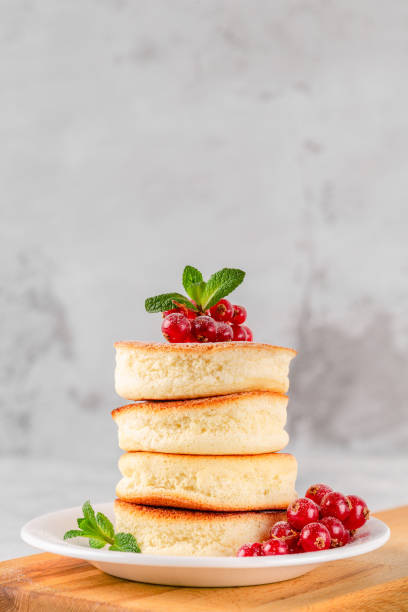 Japanese soft pancakes with berries