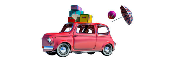 istock car loaded with suitcases circulating in a palm forest 1419857856