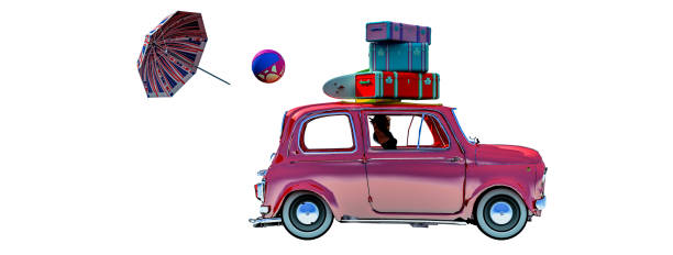istock car loaded with suitcases circulating in a palm forest 1419857998