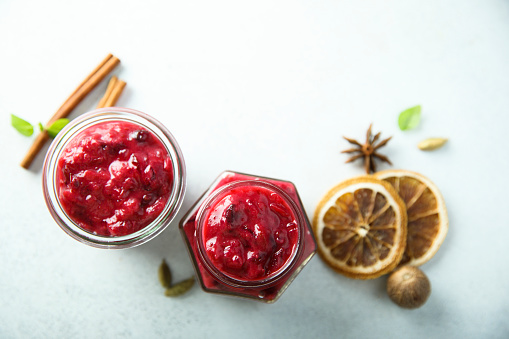 Traditional homemade plum jam with spices
