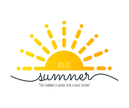 Sun shape vector icon. Summer lettering. Summer Vacation stock illustration