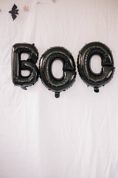 Balloons for Halloween. Boo stock photo