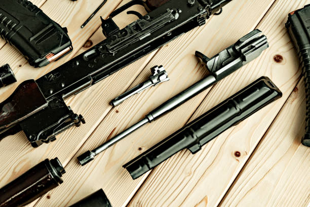 istock Gunsmith's working table for gun cleaning and maintaining 1419859234