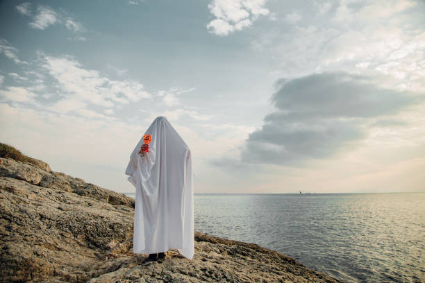Ghost on Halloween celebration stock photo