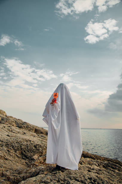 Ghost on Halloween celebration stock photo