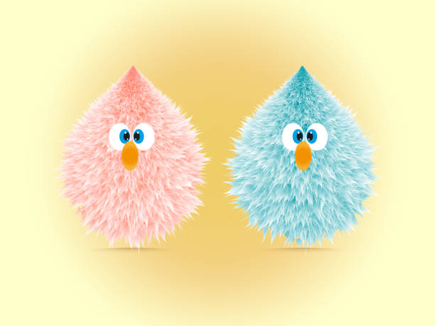 istock cute blue and pink funny hairy cartoon bird design vector illustration 1419860432
