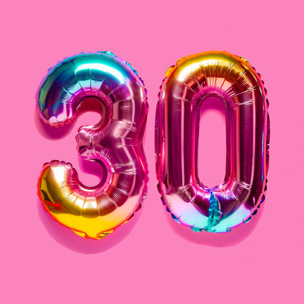 istock Rainbow foil balloon number. Top view. 1419860952