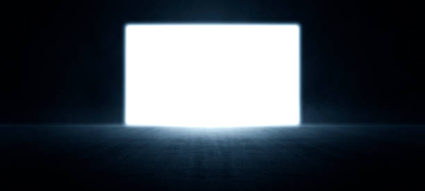 istock Tunnel white rectangle  an empty dark scene, the asphalt floor and studio room with smoke float up the interior texture Wall futuristic underground room garage, plane tunnel corridor, Illustration 1419861123
