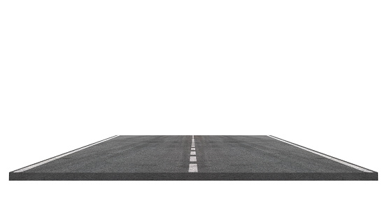 Asphalt road isolated on white background, Highway of road lane for transportation or logistics. with clipping path