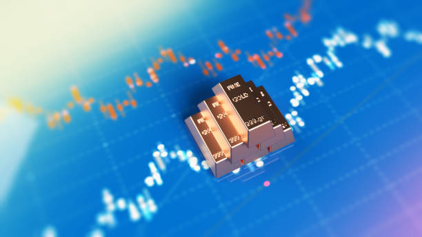 istock Gold ingots on finance chart screen. 1419861258