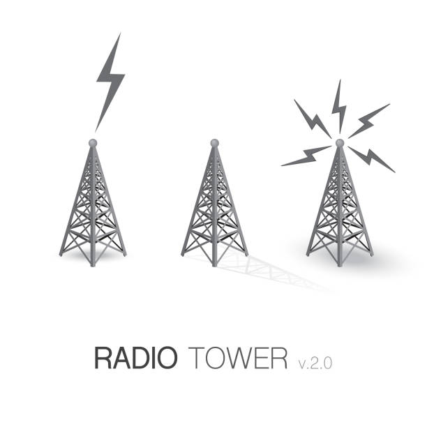 라디오 타워 그레이 세트 - communications tower stock illustrations